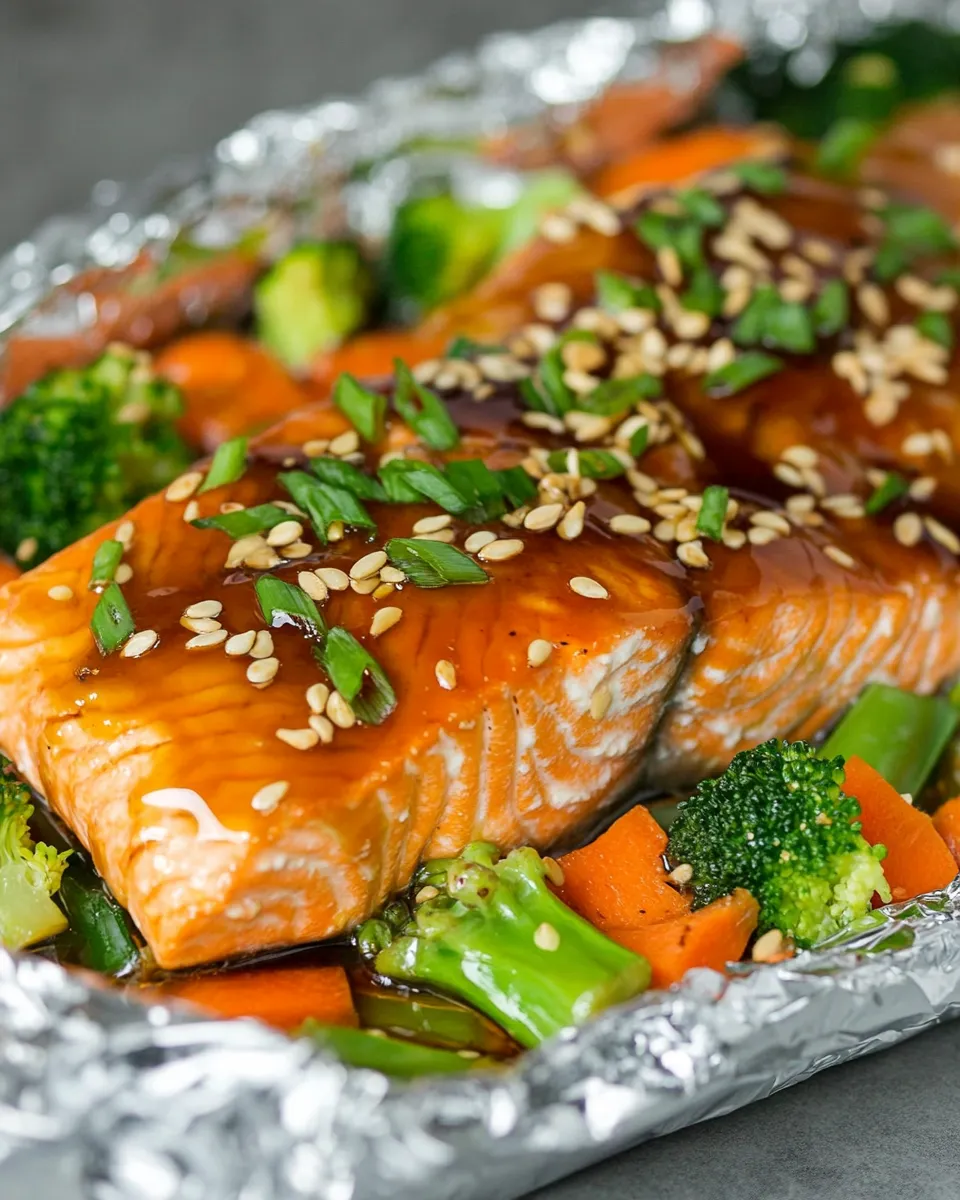 Baked in Foil: Juicy Honey Teriyaki Salmon & Bright Veggies
